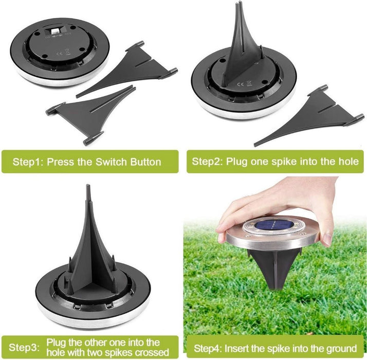 4 x LED Solar Grondspot Zwart - Solar Tuinverlichting - Buitenlamp - Tuinverlichting op Zonne-Energie