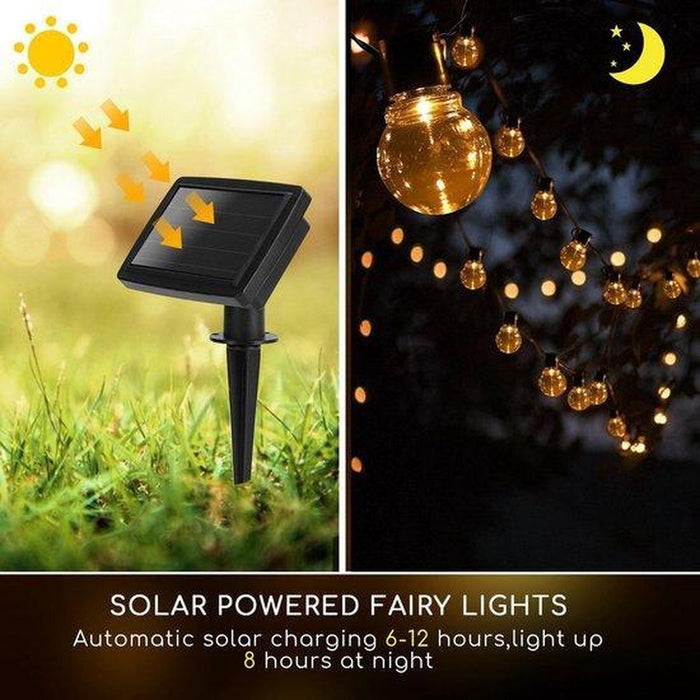 6m Lichtslinger zonne-energie met 10 Warm Witte LED Lampen