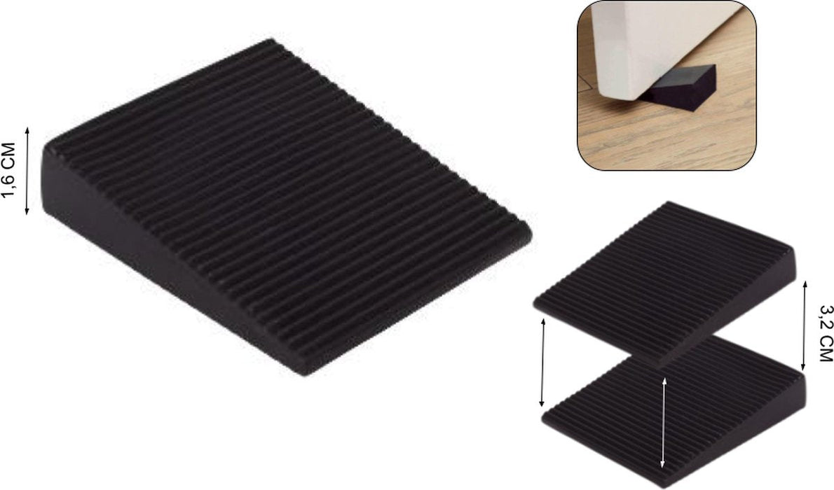 Deurstopper - Deurwig Rubber 16 mm Zwart