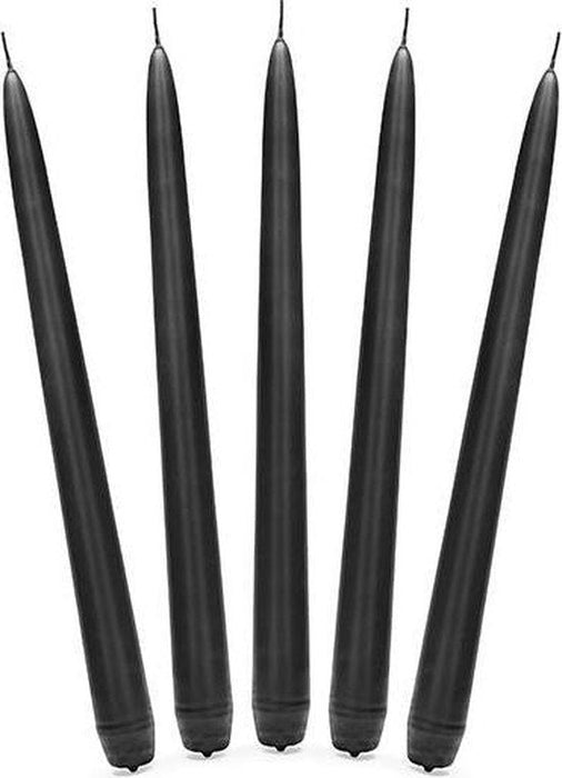 10x stuks Dinerkaarsen Zwart 24 cm Kandelaar kaarsen 7,5 uur brandtijd