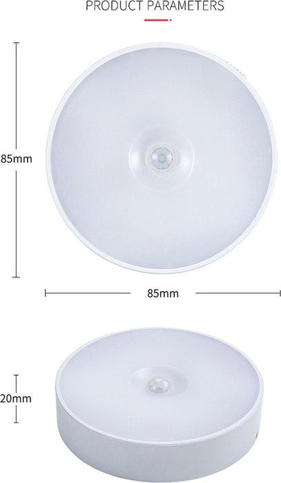 3 Stuks Led verlichting met bewegingssensor Ø8,5 CM Wit Kastverlichting Op batterijen Trapverlichting Keukenverlichting