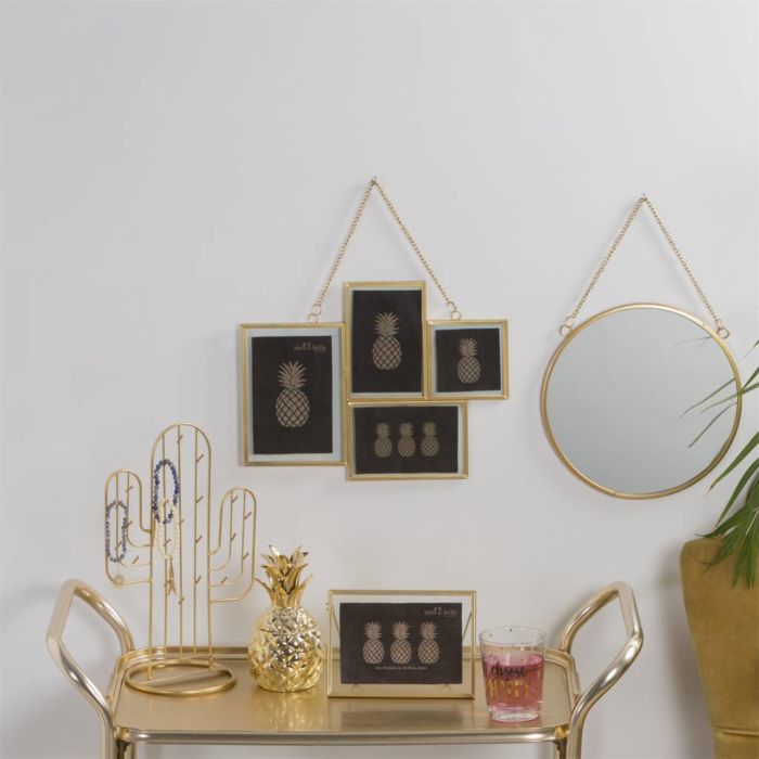 Spiegel met hangketting Goud Rond Ø 20 cm