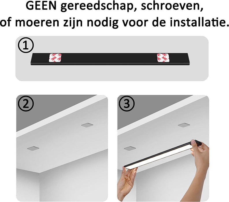 Led verlichting met bewegingssensor 60CM Zwart Kastverlichting Draadloos Trapverlichting Keukenverlichting