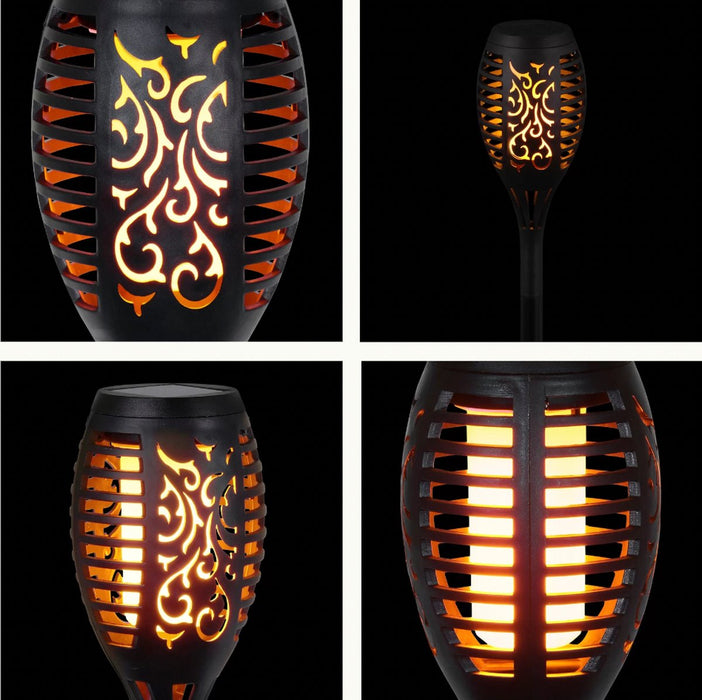 Solar Tuinfakkels zwart 50 cm vlam-effekt tuin en padverlichting buitenverlichting op zonneenergie IP65
