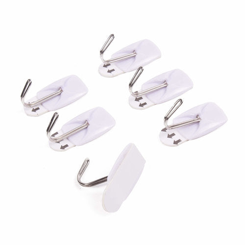 Zelfklevende Haken Set Verwijderbaar 2.1 x 3 cm Wit 6 stuks