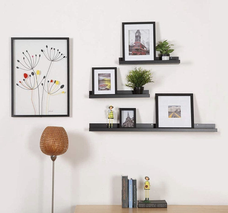 Zwevende Fotoplank Zwart 77 x 10 x 4 cm