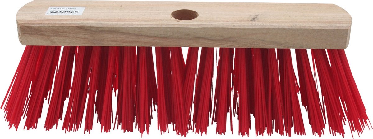 Straatbezem 29 cm met Rode Kunstvezel Haren