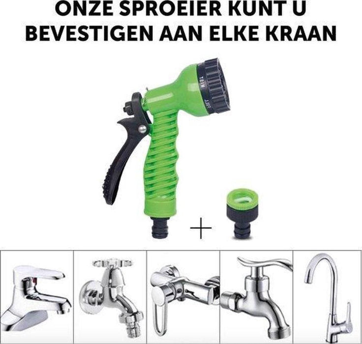 Tuinslang Tuinslag Flexibel 10 Meter Tuinslangen Uitrekbaar Met Koppelstuk 7 in 1 Sproeikop